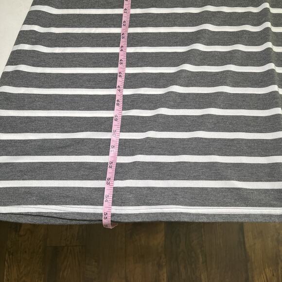 Exist Maxi Dress Gray Ivory Striped Short Sleeve Casual Womens Size Medium NWOT - Picture 8 of 10